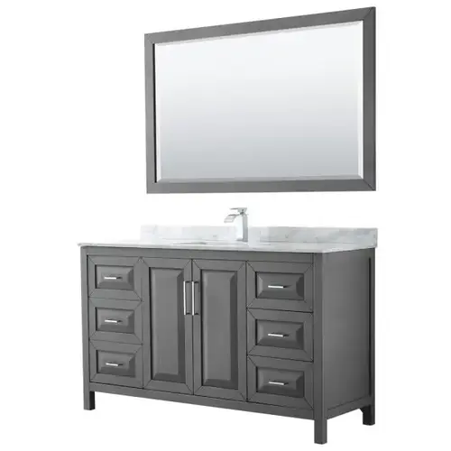 Daria Dark Gray Single Bath Vanity 60" With Square Sink And 58" Mirror Daria Dark Gray Single Bath Vanity 60" With Square Sink And 58" Mirror