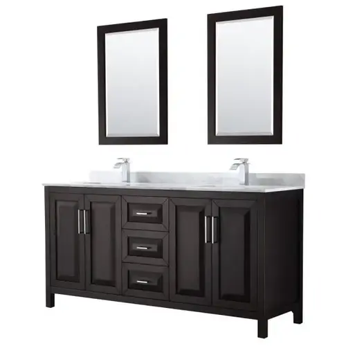 Daria Dark Espresso Double Bath Vanity 72" With Sink And 24" Mirror Daria Dark Espresso Double Bath Vanity 72" With Sink And 24" Mirror