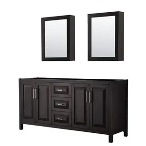 Wyndham MFG #WCV252572DDECXSXXMED Daria Dark Espresso Double Bath Vanity 72" With Medicine Cabinet