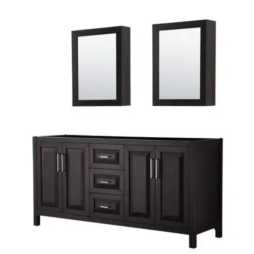 Daria Dark Espresso Double Bath Vanity 72" With Medicine Cabinet