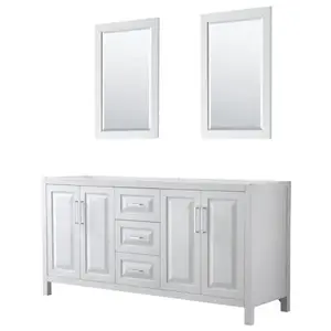 Wyndham MFG #WCV252572DWHCXSXXM24 Daria White Double Bath Vanity 72" With 24" Mirror