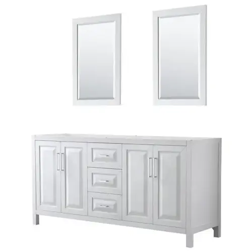 Daria White Double Bath Vanity 72" With 24" Mirror