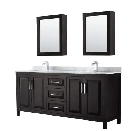 Daria Dark Espresso Double Bath Vanity 80" With Sink & Med Cabinet