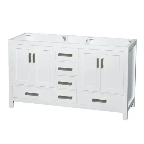 Sheffield 60 In. Double Bathroom Vanity (White)