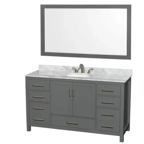 Sheffield 60 In. Single Bathroom Vanity W/ Sink And Mirror (Dark Gray) Sheffield 60 In. Single Bathroom Vanity W/ Sink And Mirror (Dark Gray)