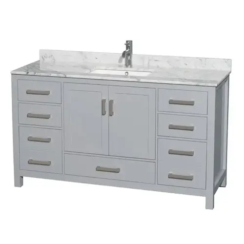 Wyndham Sheffield Gray Single Bath Vanity 60 Inch With Square Sink Wyndham Sheffield Gray Single Bath Vanity 60 Inch With Square Sink