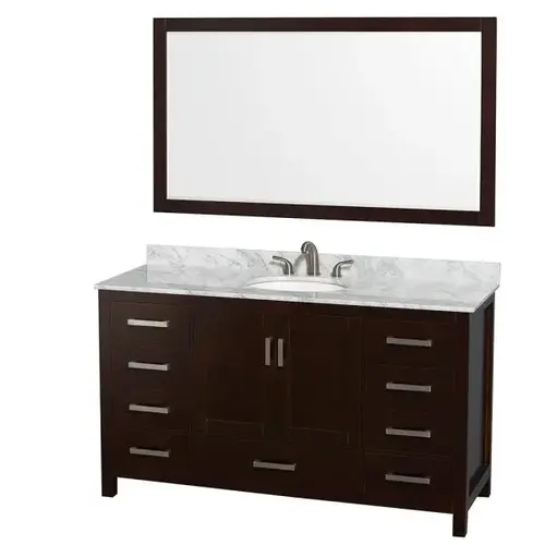 Sheffield 60 In. Single Bathroom Vanity W/ Sink And Mirror (Espresso)