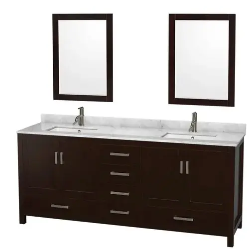 Sheffield 80 In. Double Bathroom Vanity W/ 24 In. Mirrors (Espresso) Sheffield 80 In. Double Bathroom Vanity W/ 24 In. Mirrors (Espresso)
