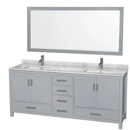 Wyndham WCS141480DGYCMUNSM70 Sheffield Gray Double Bath Vanity With Top ...
