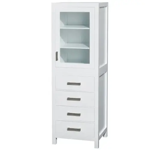 Sheffield White 4-Drawer Linen Tower Shelved Cabinet 24 Inch Sheffield White 4-Drawer Linen Tower Shelved Cabinet 24 Inch