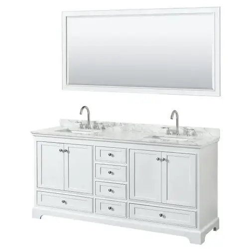 Wyndham WCS202072DWHCMUNSM70 Deborah White Double Bath Vanity With Top ...