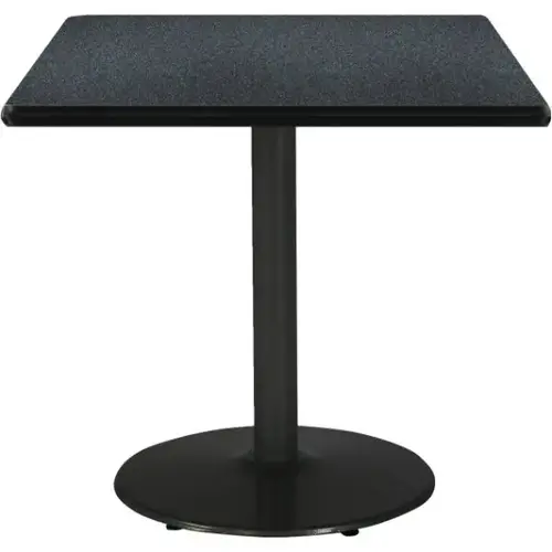 42" Square Pedestal Table With Graphite Nebula Top, Round Black Base