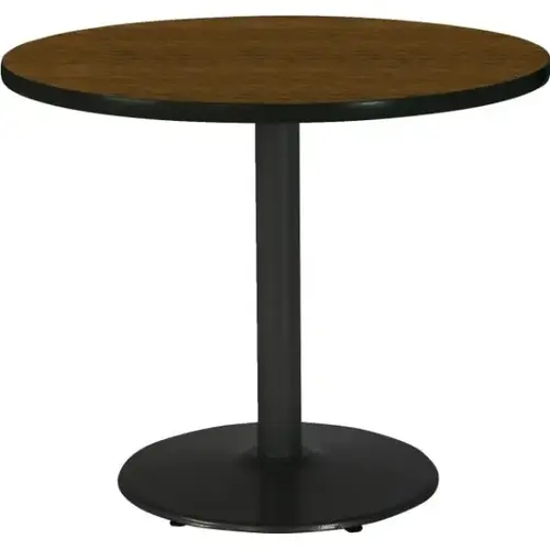 36" Round Pedestal Table With Walnut Top, Round Black Base 36" Round Pedestal Table With Walnut Top, Round Black Base