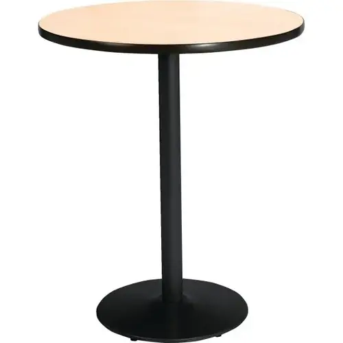 30" Round Pedestal Table With Natural Top, Round Black Base, Bistro Height 30" Round Pedestal Table With Natural Top, Round Black Base, Bistro Height