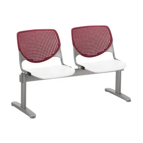 Kool 2-Seat Reception Bench, Burgundy Backs, White Seats Kool 2-Seat Reception Bench, Burgundy Backs, White Seats