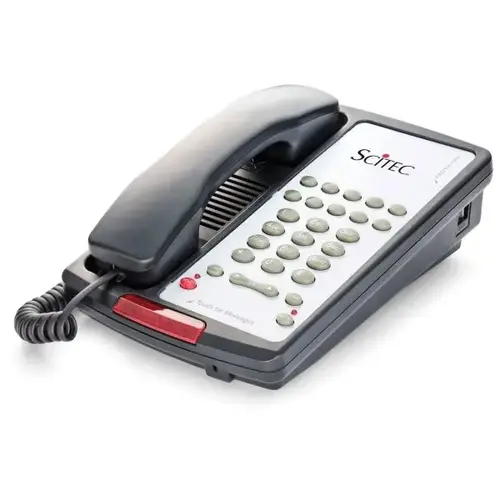 10-08 Black 1-Line Hotel Phone With 10-Programmable Service Key