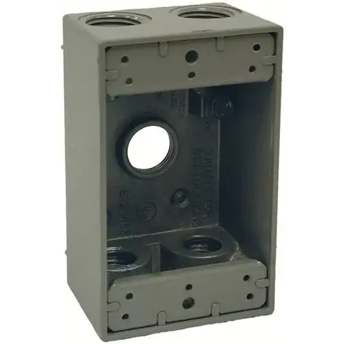 N3r Eletrical Box, 1-Gang, Weatherproof, 5 Outlets, 1/2", 2 Closure Plugs, Aluminum