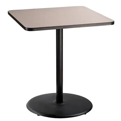 36"Sq Caf  Table 42"H Round Base Grey Top Black Frame