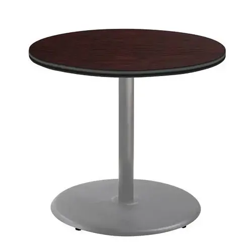 36"R Caf  Table 30"H Round Base Mahogany Top Grey Frame
