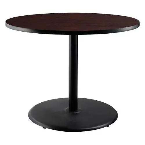 36"R Caf  Table 30"H Round Base Mahogany Top Black Frame