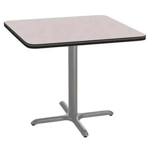 36"Sq Caf  Table 30"H, X Base Grey Top, Grey Frame
