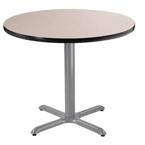 36" Round Caf  Table 30"H, X Base Grey Top, Grey Frame