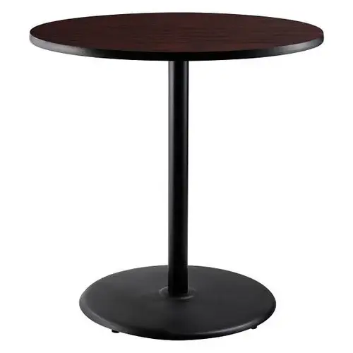 36"R Caf  Table 42"H Round Base Mahogany Top Black Frame