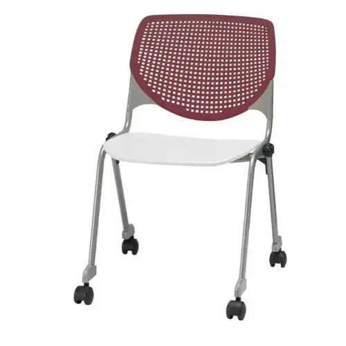 Kool Stack Chair, Casters, Burgundy Back, White Seat Kool Stack Chair, Casters, Burgundy Back, White Seat