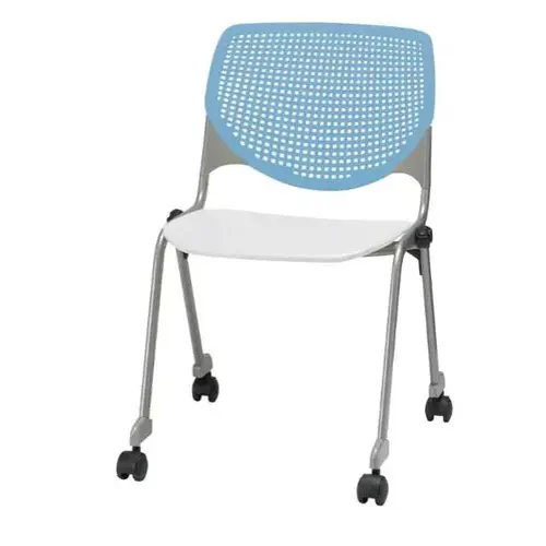 Kool Stack Chair, Casters, Sky Blue Back, White Seat Kool Stack Chair, Casters, Sky Blue Back, White Seat