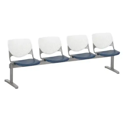 Kool 4-Seat Reception Bench, White Backs, Navy Seats Kool 4-Seat Reception Bench, White Backs, Navy Seats