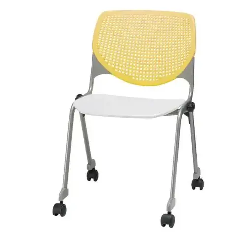 Kool Stack Chair, Casters, Yellow Back, White Seat Kool Stack Chair, Casters, Yellow Back, White Seat