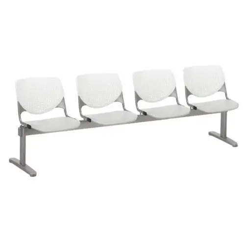 Kool 4-Seat Reception Bench, White Backs, Light Gray Seats Kool 4-Seat Reception Bench, White Backs, Light Gray Seats