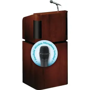 Oklahoma Sound 950/901-MY/WT/LWM-5 Veneer Lectern & Wireless Handheld Package Mahogany On Walnut