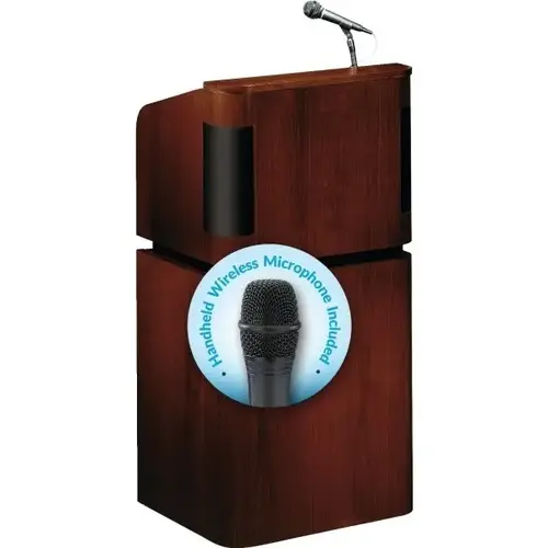 Veneer Lectern & Wireless Handheld Package Mahogany On Walnut