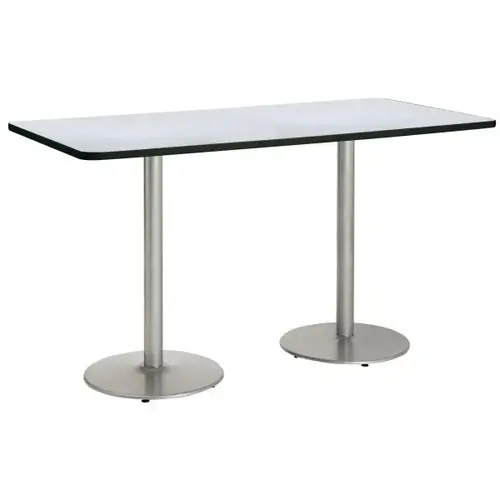36" X 96" Pedestal Table W/Grey Nebula Top, Round Silver Base. Bistro Heig 36" X 96" Pedestal Table W/Grey Nebula Top, Round Silver Base. Bistro Heig