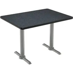 KFI T3048-B2065-SL-GRN 30" X 48" Pedestal Table With Graphite Nebula Top, Silver T-Leg Base