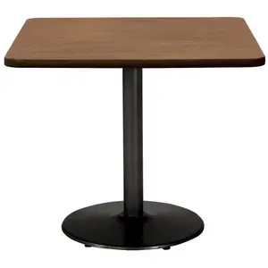 KFI T36SQ-B1922-BK-7937 36" Square Pedestal Table With River Cherry Top, Round Black Base