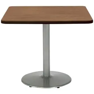 KFI T36SQ-B1922-SL-7937 36" Square Pedestal Table With River Cherry Top, Round Silver Base