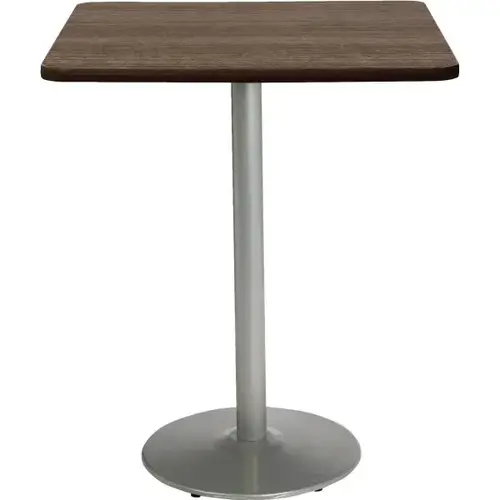 30" Square Pedestal Table W/Studio Teak Top, Round Silver Base, Bistro Heig 30" Square Pedestal Table W/Studio Teak Top, Round Silver Base, Bistro Heig