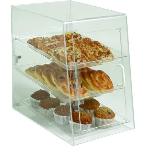 3 Tray Food Display Cabinet, Acrylic, 11-1/2w X 17h X 17"D