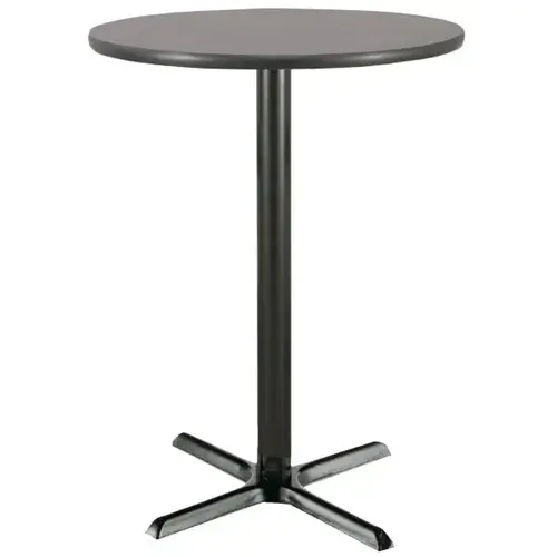 42 Inch Round Bar Height Pedestal Table Graphite Laminate Top Cast Iron Base