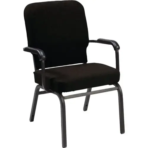 Oversized Stacking Chair W/Arms Extra Wide Holds 500 Pounds W/Black Fabric Oversized Stacking Chair W/Arms Extra Wide Holds 500 Pounds W/Black Fabric