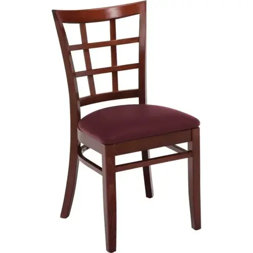 Seating Solid Wood Chair, Mahogany, Burgundy Vinyl Seat Seating Solid Wood Chair, Mahogany, Burgundy Vinyl Seat