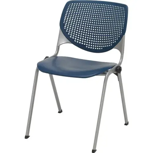Stack Chair, Perforated Back, 400 Weight Capacity, Navy Seat And Back