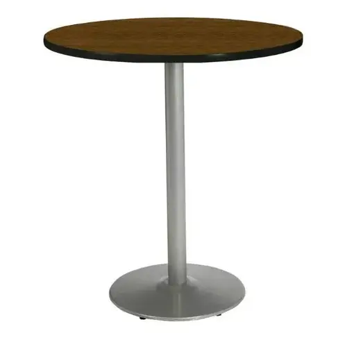 42" Round Bistro Height Pedestal Table, Walnut Hpl Top, Round Base