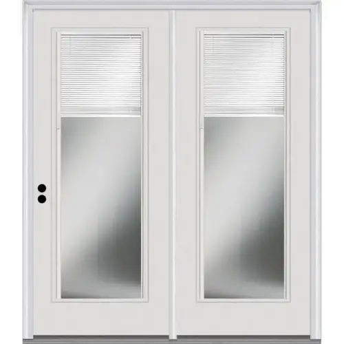 Primed Steel Patio Door Full Lite Internal Blinds Low-E, 4-9/16 Rh