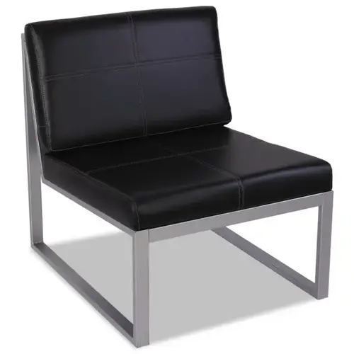 Ispara Series Armless Chair, 26.57" X 30.71" X 31.1", Black Seat, Black Back, Silver Base