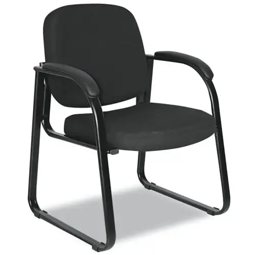 Genaro Series Fabric Half-Back Sled Base Guest Chair, 25" X 24.80" X 33.66", Black Seat, Black Back, Black Base Genaro Series Fabric Half-Back Sled Base Guest Chair, 25" X 24.80" X 33.66", Black Seat, Black Back, Black Base