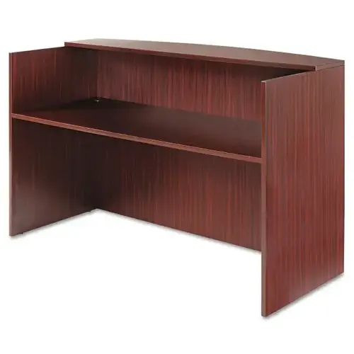 Valencia Series Reception Desk With Transaction Counter, 71" X 35.5" X 29.5" To 42.5", Mahogany Valencia Series Reception Desk With Transaction Counter, 71" X 35.5" X 29.5" To 42.5", Mahogany