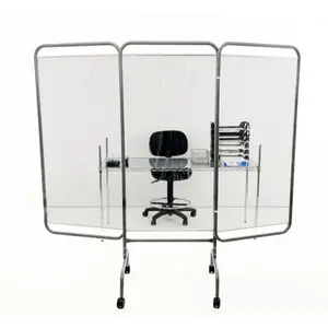 R&B Wire PSBG-3CUS/CLEAR Products 3 Panel Antimicrobial Mobile Clear Barrier Room Divider